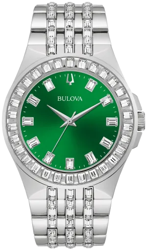 Bulova Crystal Green Dial Men Watch 96A253