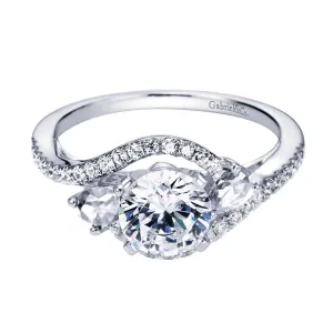 Bypass Floating Halo White Gold Diamond Engagement Ring