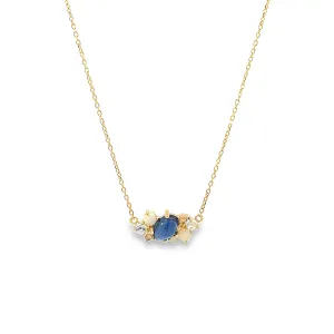 Cabochon Sapphire and Opal Cluster Necklace