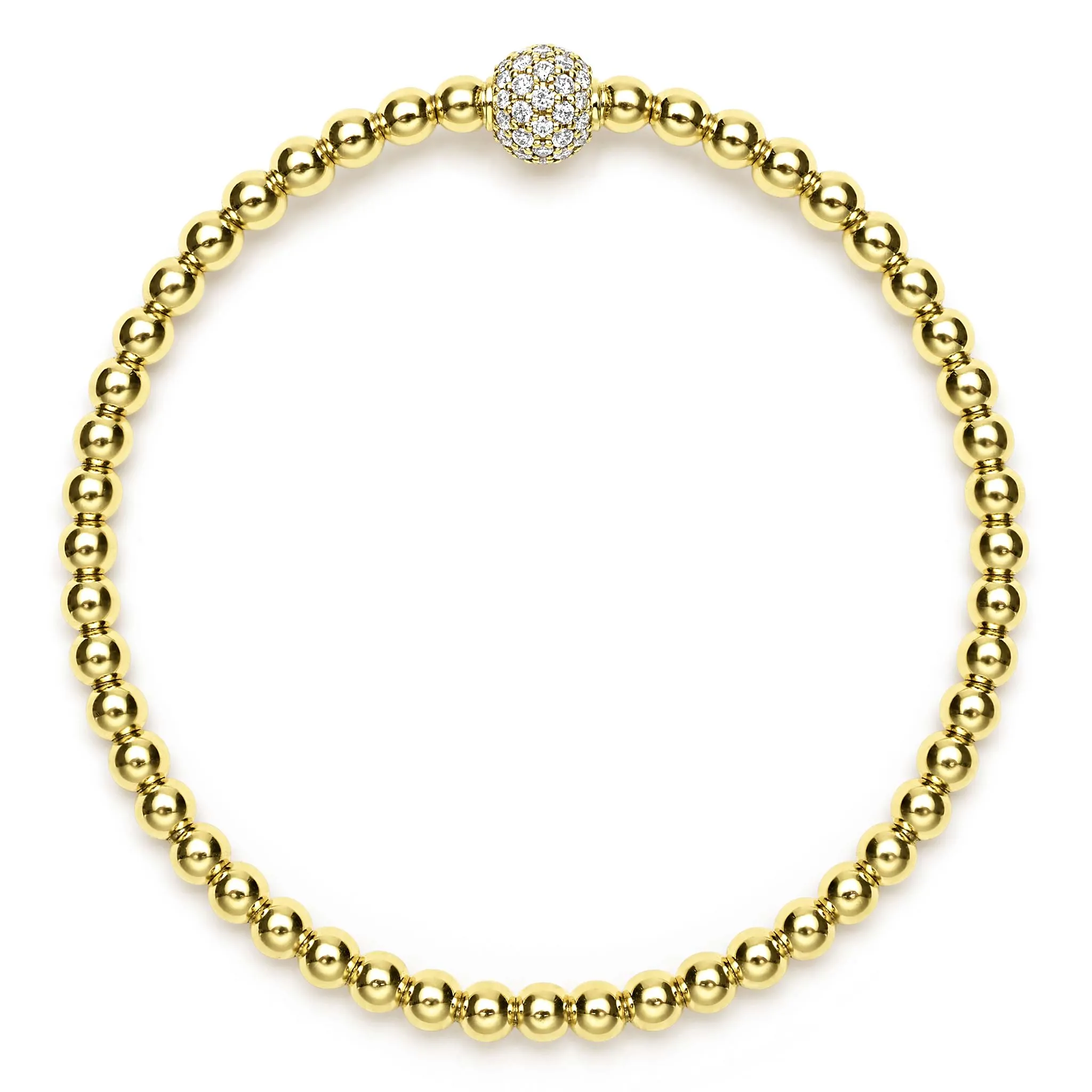 Caviar Gold 18K Gold and Diamond Bead Bracelet | 4mm