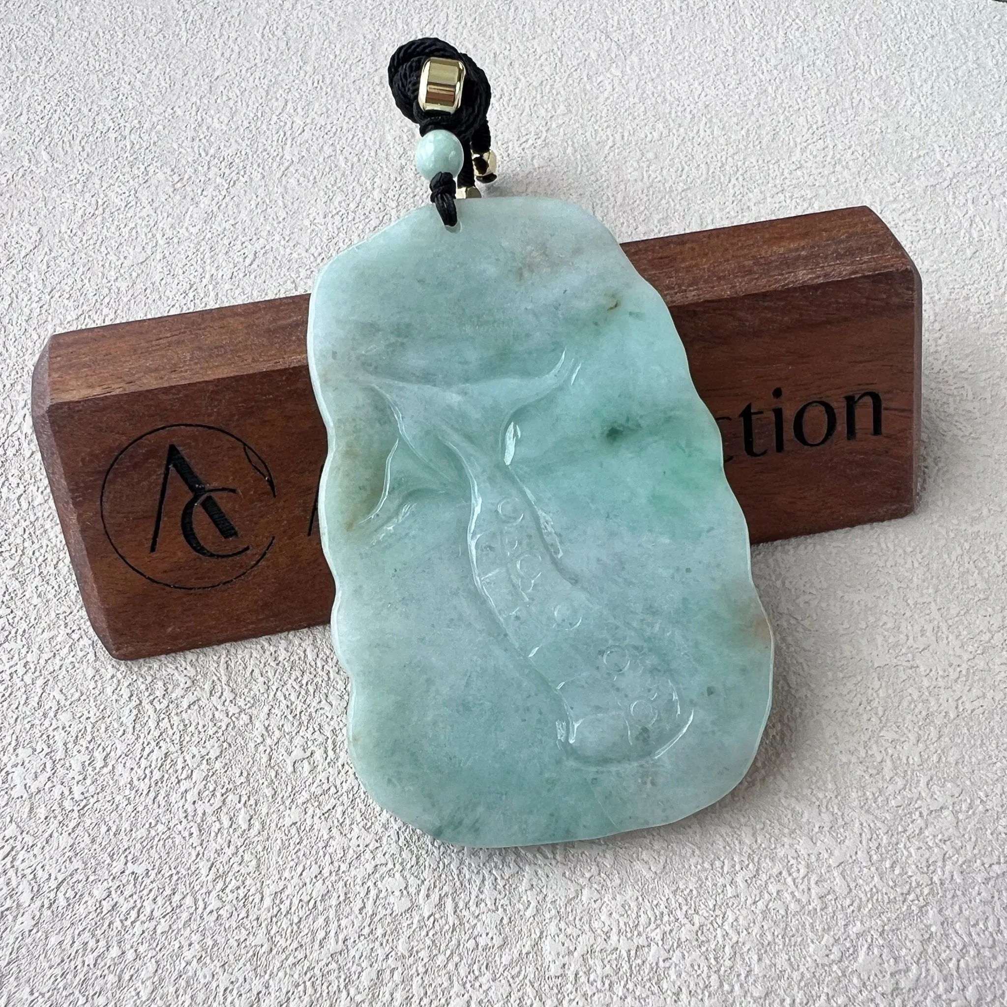 Celestial Dragon Jade Orb Pendant, Green Jadeite Jade Dragon Hand Carved Pendant, YJ-0522-0395642