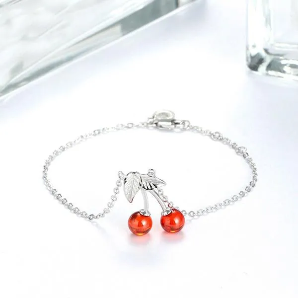 Cherry Berry Sterling Silver Bracelet