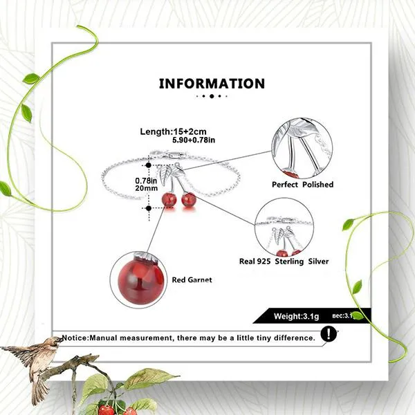 Cherry Berry Sterling Silver Bracelet