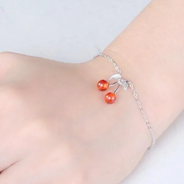 Cherry Berry Sterling Silver Bracelet