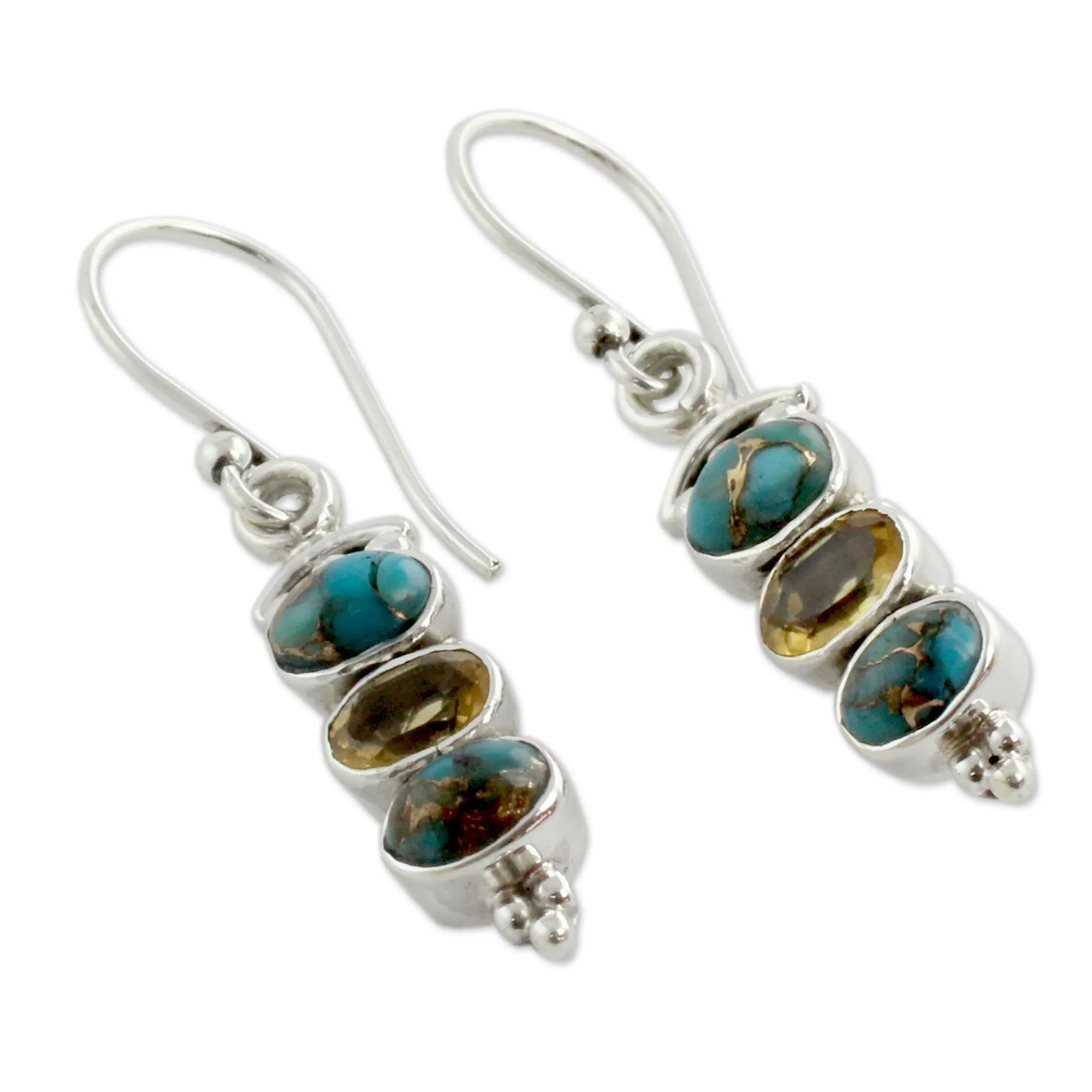 Citrine and Turquoise Earrings - Sunshine and Sky | NOVICA