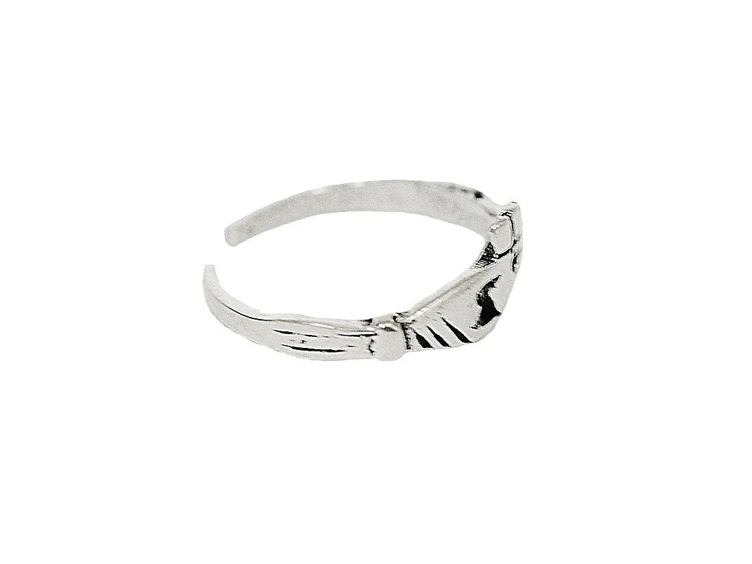 Claddagh Thin Band Toe Ring - Sterling Silver