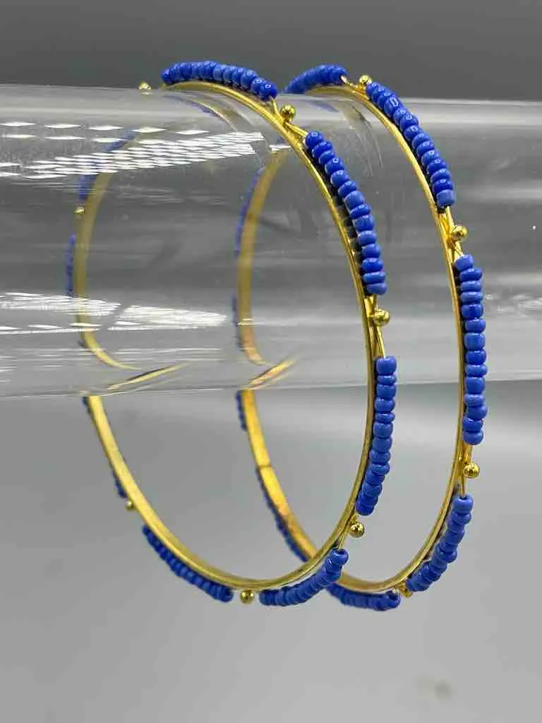 Colorful Single Strand Thin Beaded Metal Bangle Bracelet - Nigeria
