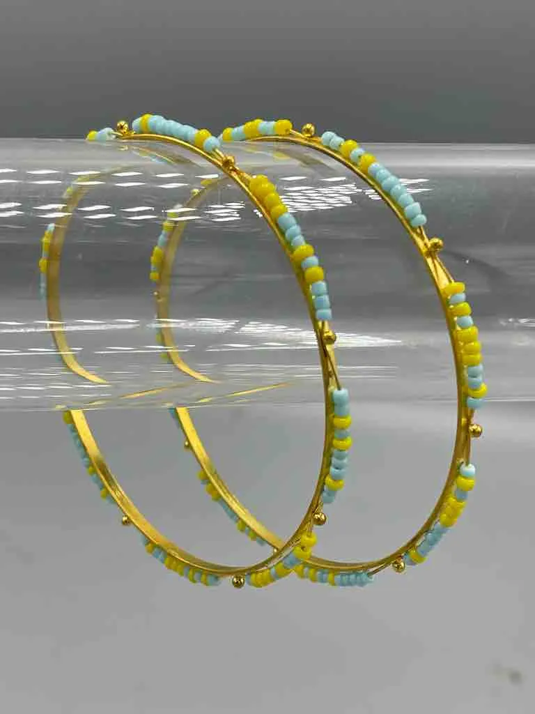 Colorful Single Strand Thin Beaded Metal Bangle Bracelet - Nigeria