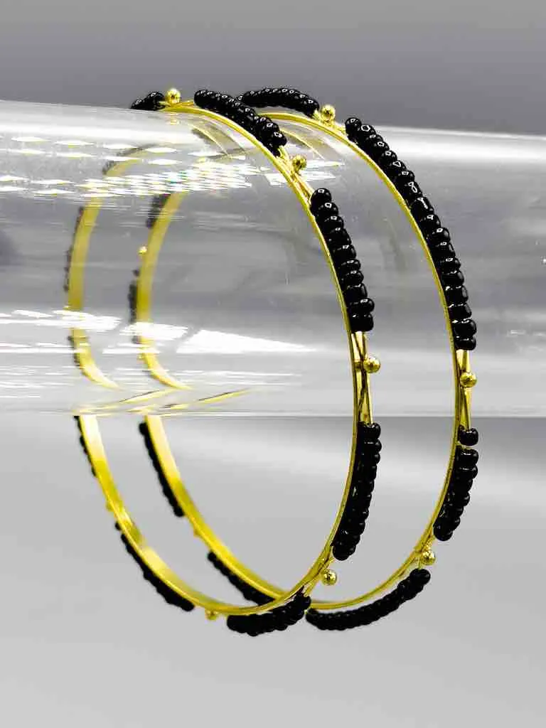 Colorful Single Strand Thin Beaded Metal Bangle Bracelet - Nigeria