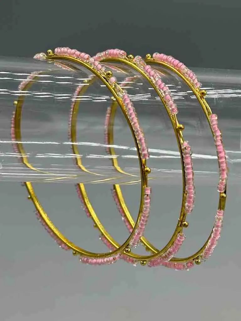Colorful Single Strand Thin Beaded Metal Bangle Bracelet - Nigeria