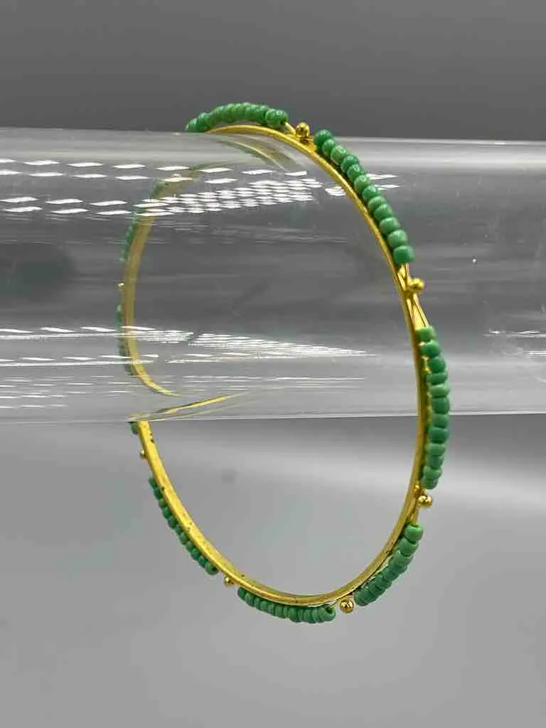 Colorful Single Strand Thin Beaded Metal Bangle Bracelet - Nigeria