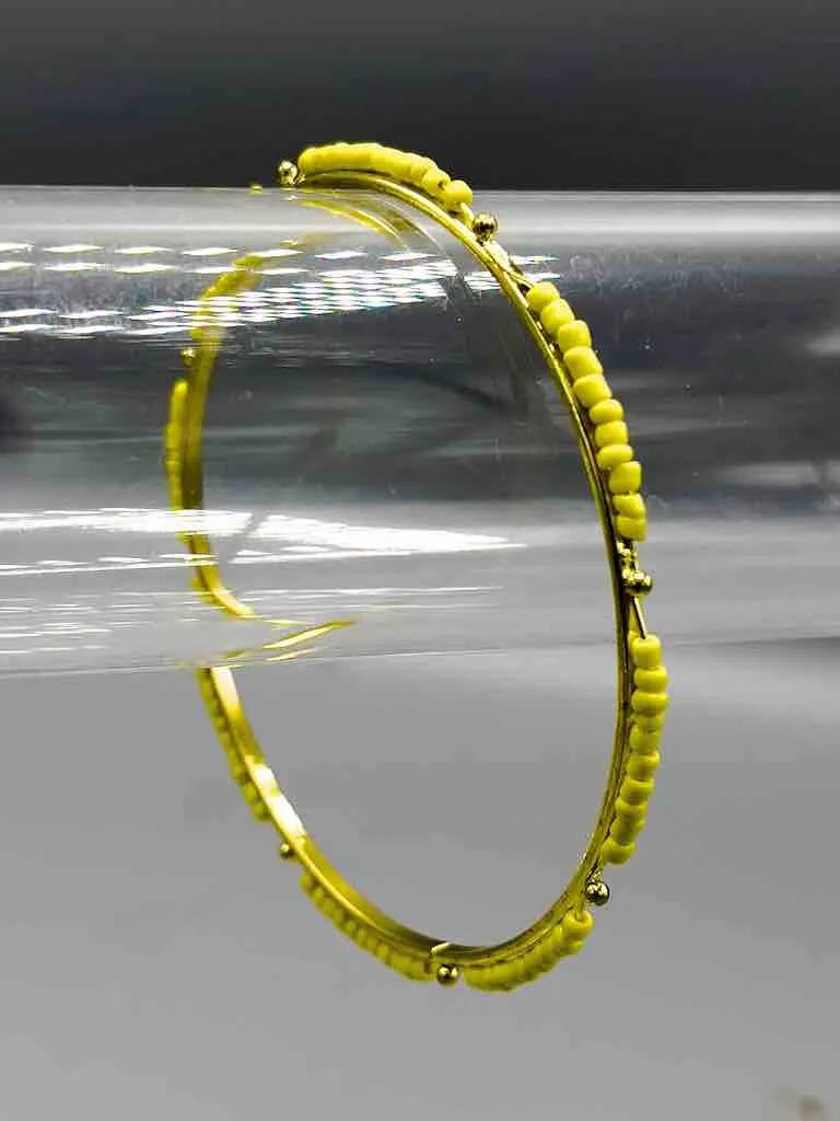 Colorful Single Strand Thin Beaded Metal Bangle Bracelet - Nigeria