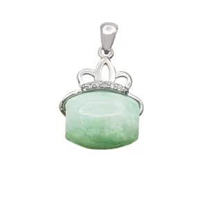 Cubic Zirconia”财源滚滚“ Jade Pendant (Silver)