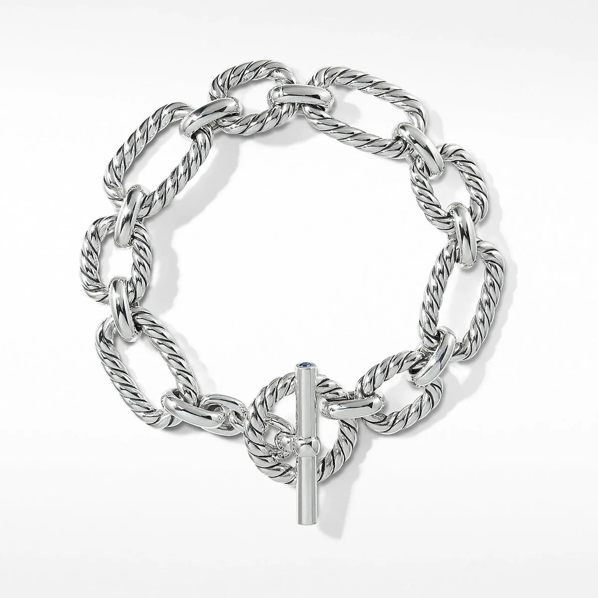 Cushion Link Bracelet with Blue Sapphires, 12.5mm