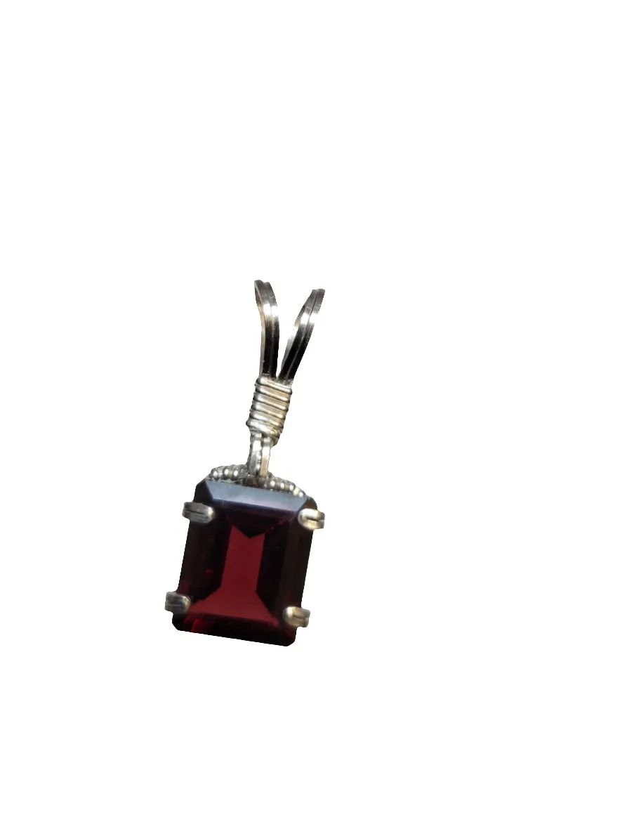 Custom Wire Wrapped Faceted Garnet 6. 92 Ct. Necklace/Pendant Sterling Silver