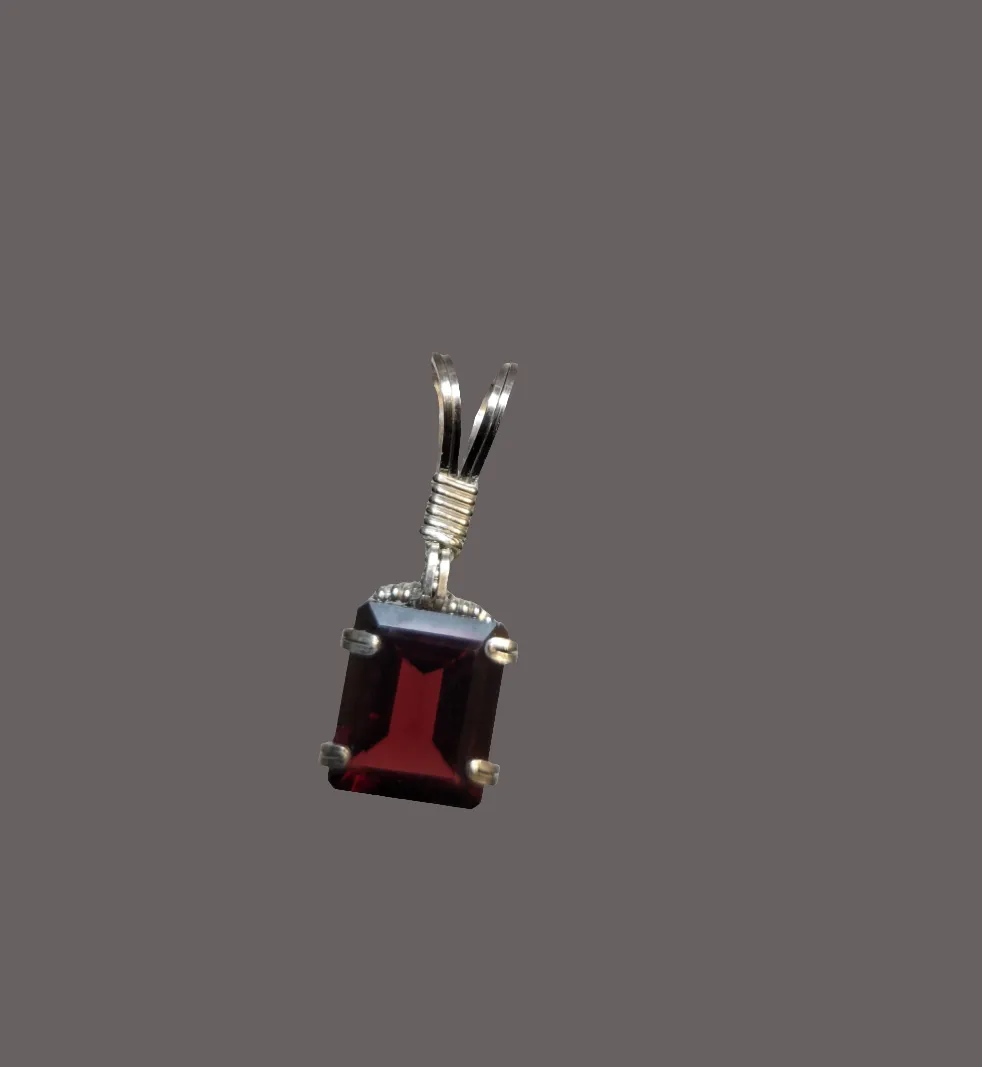 Custom Wire Wrapped Faceted Garnet 6. 92 Ct. Necklace/Pendant Sterling Silver
