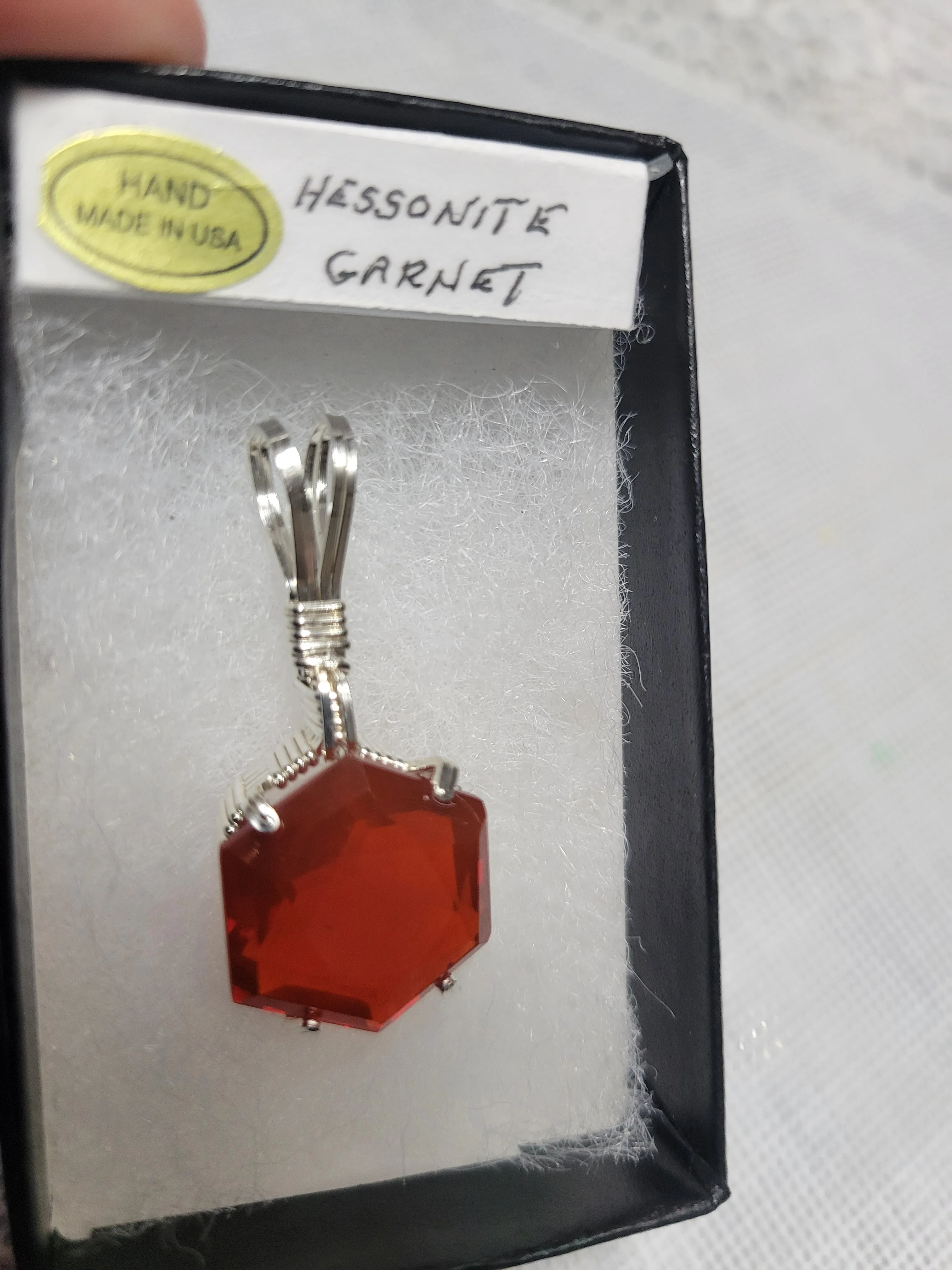 Custom Wire Wrapped Faceted Hessonite Garnet Necklace/Pendant Sterling Silver