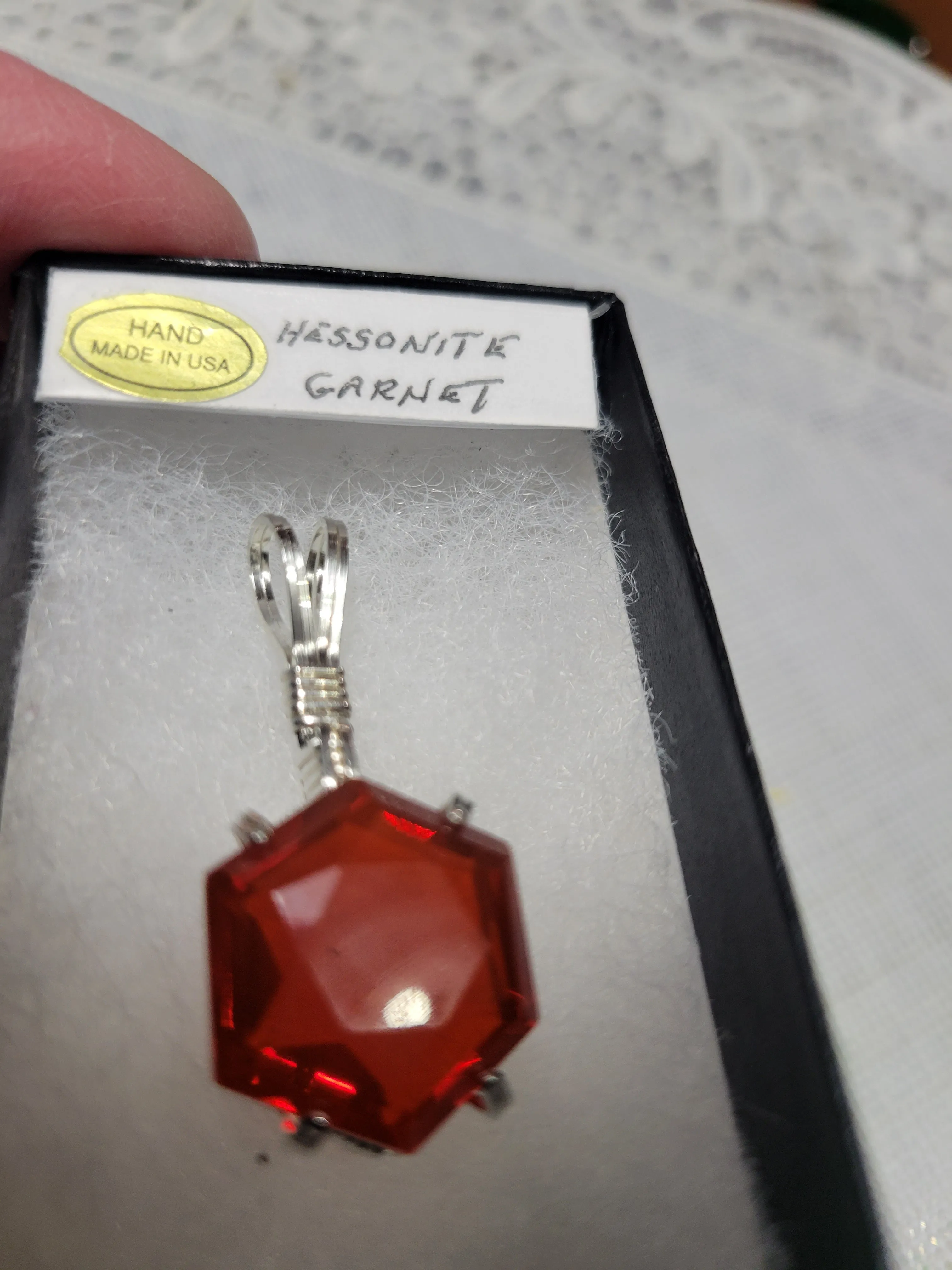 Custom Wire Wrapped Faceted Hessonite Garnet Necklace/Pendant Sterling Silver