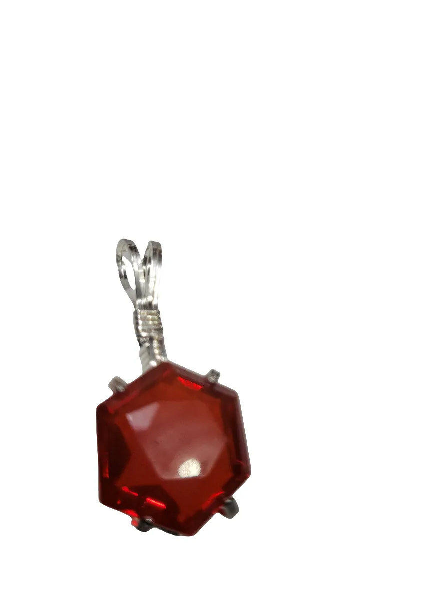 Custom Wire Wrapped Faceted Hessonite Garnet Necklace/Pendant Sterling Silver