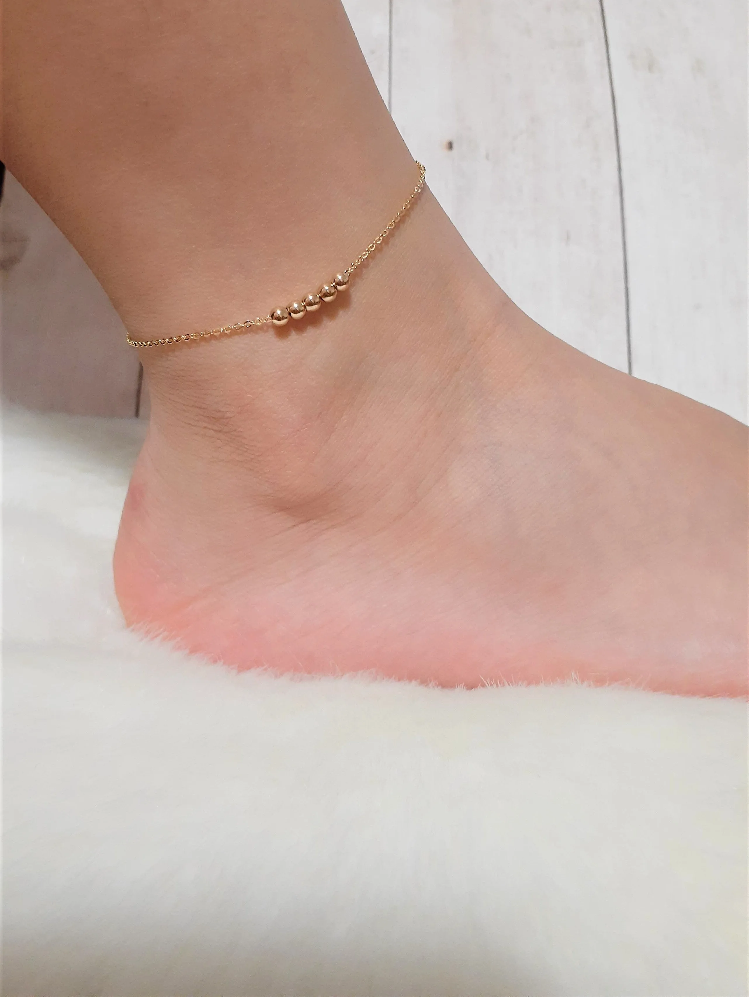 Dainty Gold Beaded Anklet - Fidget Anklet