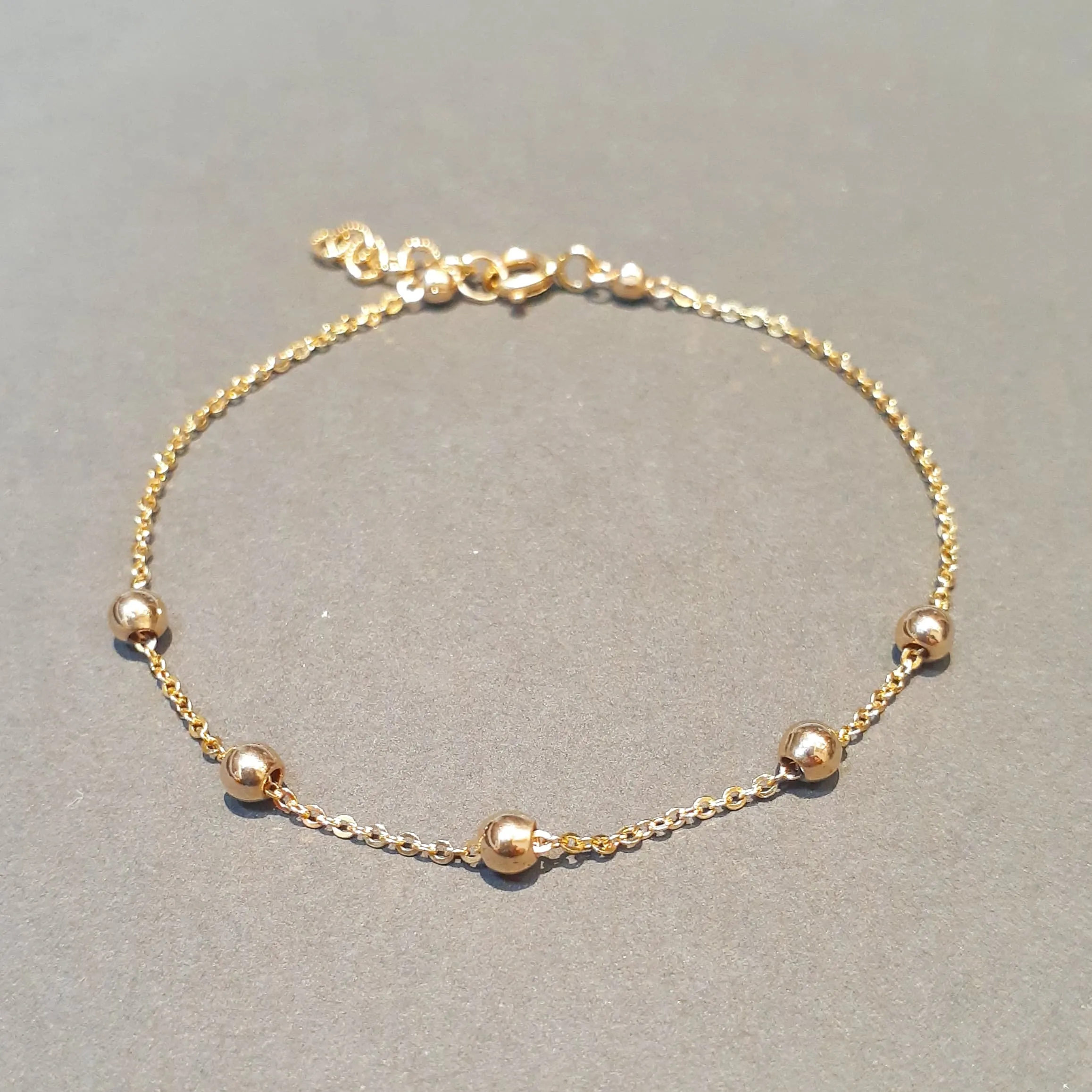 Dainty Gold Beaded Anklet - Fidget Anklet