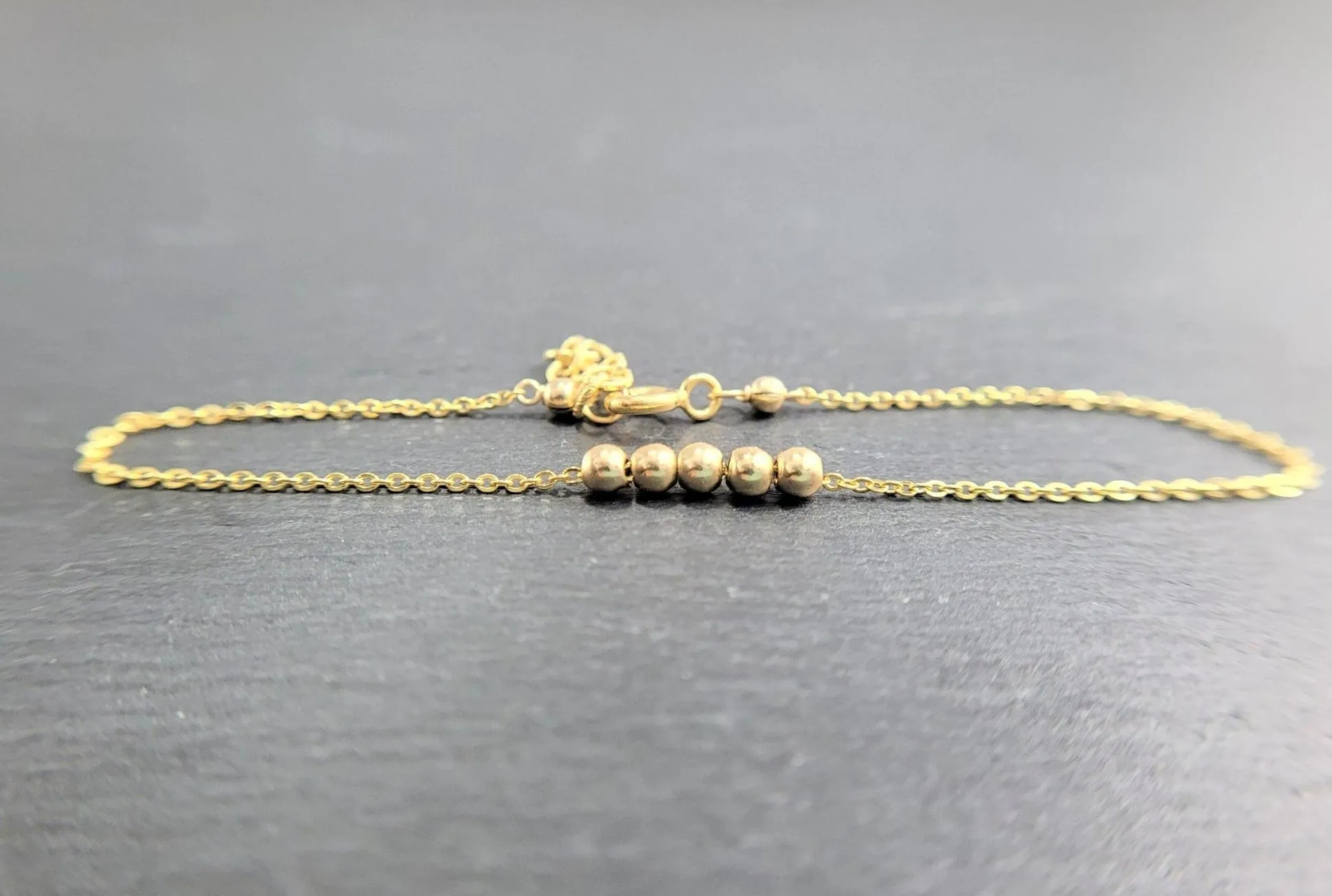 Dainty Gold Beaded Anklet - Fidget Anklet