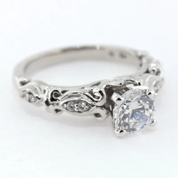 Diamond Accented Moissanite Engagement Ring - Whimsical