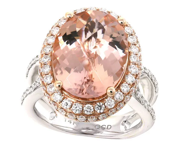 Diamond & Morganite 8.36carat Cocktail Ring