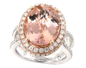 Diamond & Morganite 8.36carat Cocktail Ring