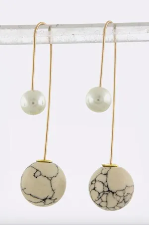 Double-Sided Dangle Earrings (Cream)