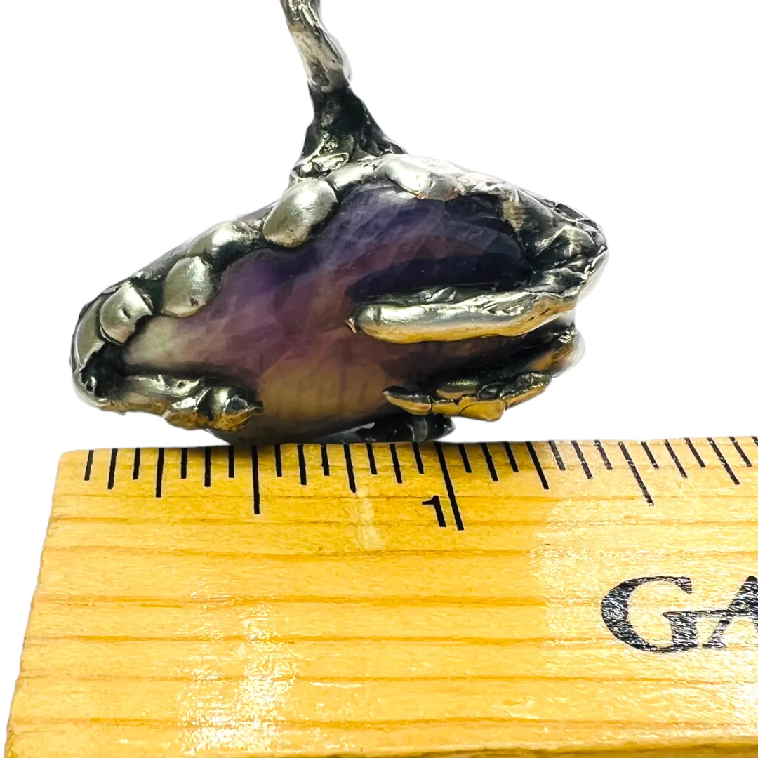 Dragon Claw Cuff Twist Bracelet Made With Polished Amethyst  & Boho Metalwork