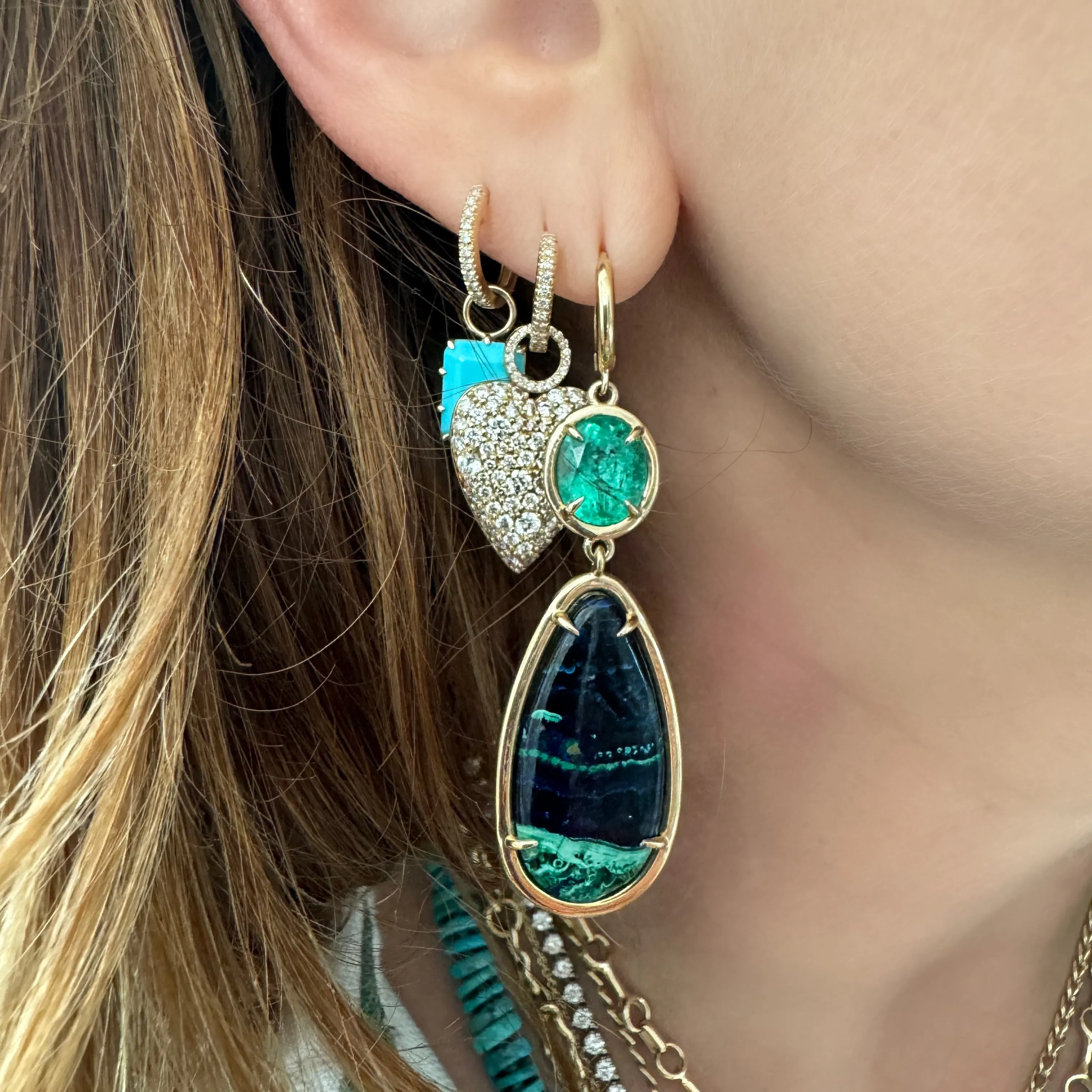 Emerald Cut Turquoise Earring Charms