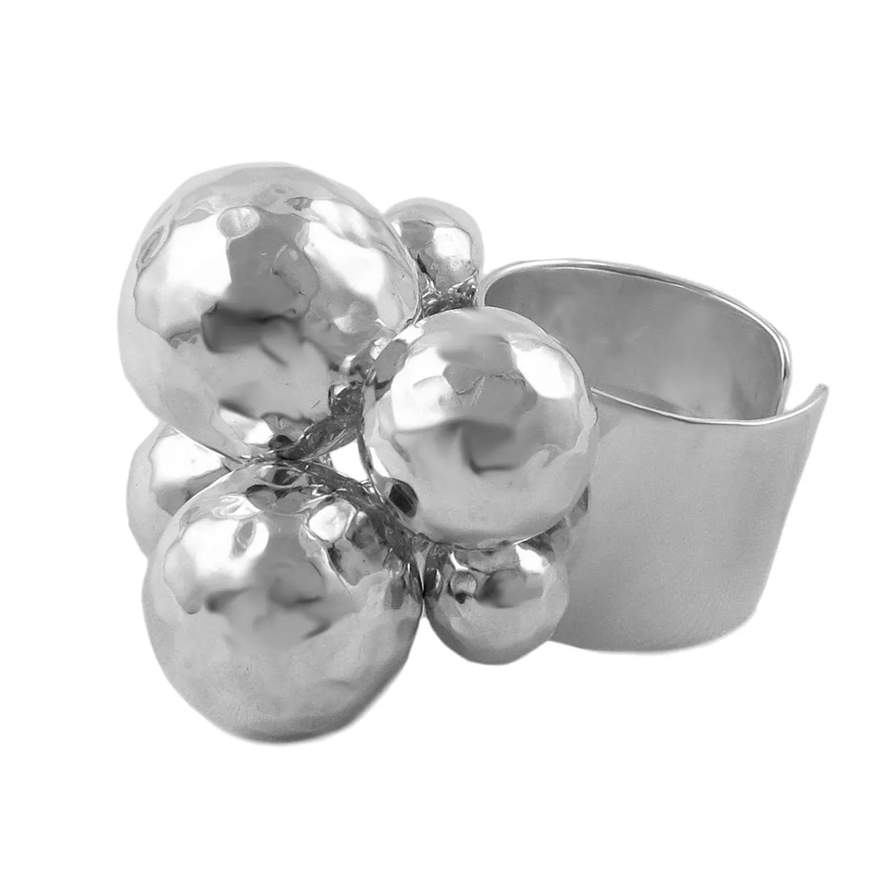 Extra Large Sterling Silver Ball Bead Cluster Ring