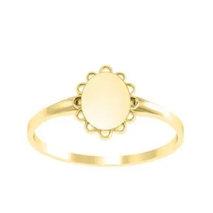 Fancy Oval Signet Ring for Women - 8mm x 7mm