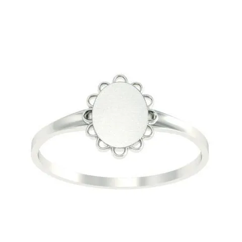 Fancy Oval Signet Ring for Women - 8mm x 7mm