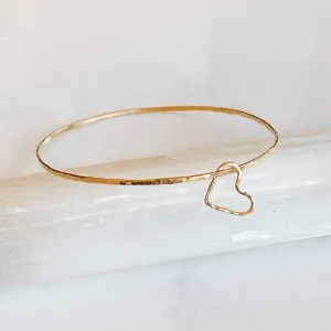 Floating heart bangle
