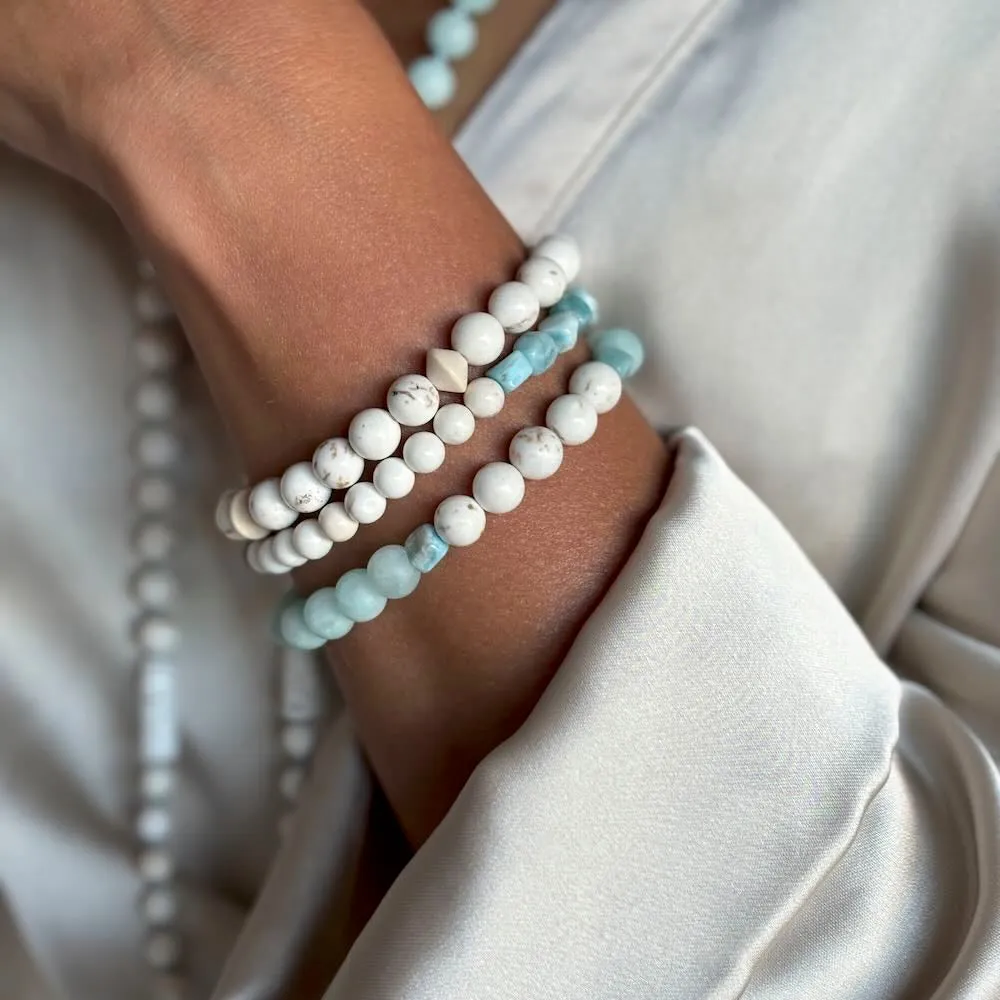 Flow Gemstone Bracelet with Larimar and Magnesite beads