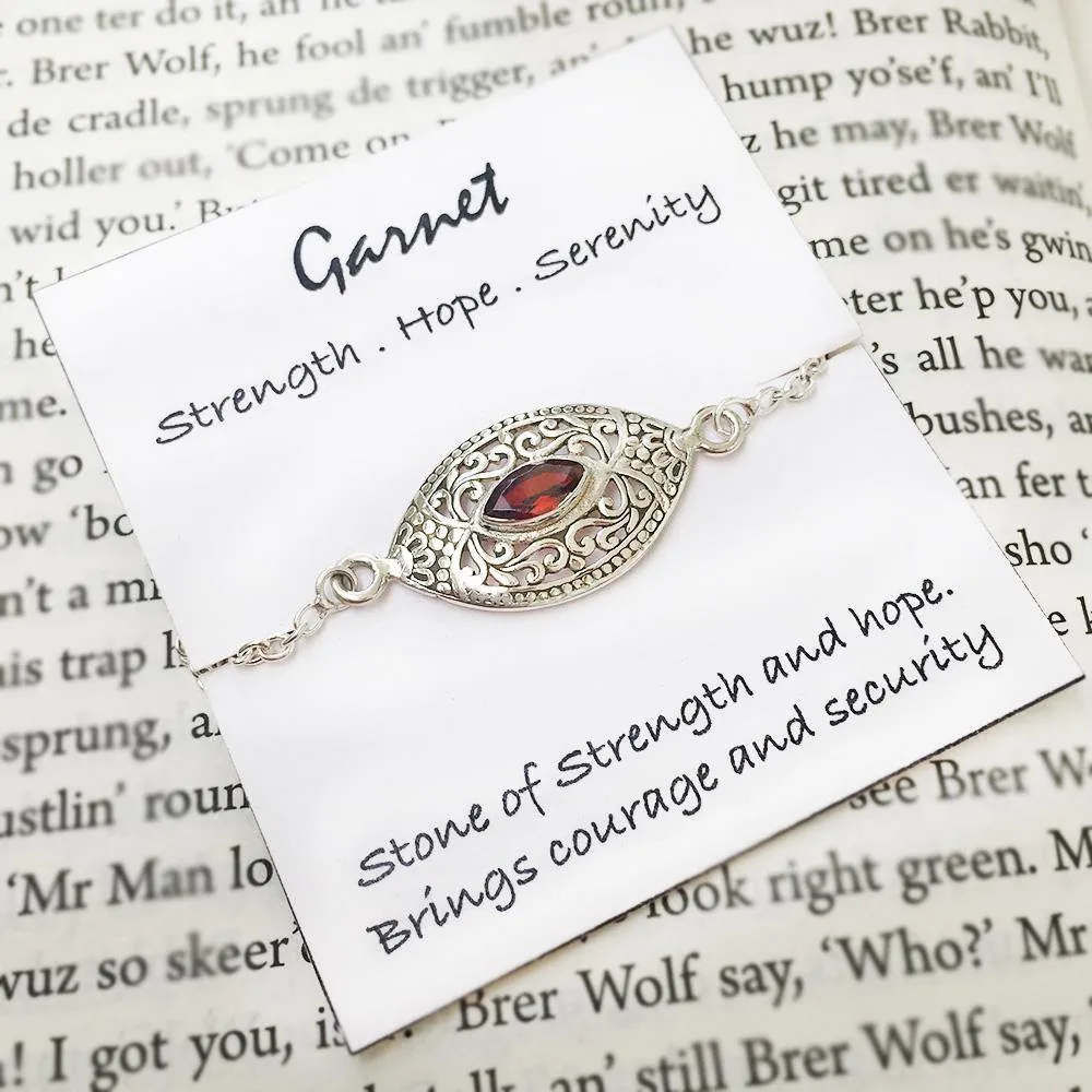 Garnet Silver Bracelet