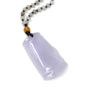 Genuine Light Lavender Jadeite Jade Good Luck Bamboo Pendant Necklace With Real Jadeite Bead Necklace