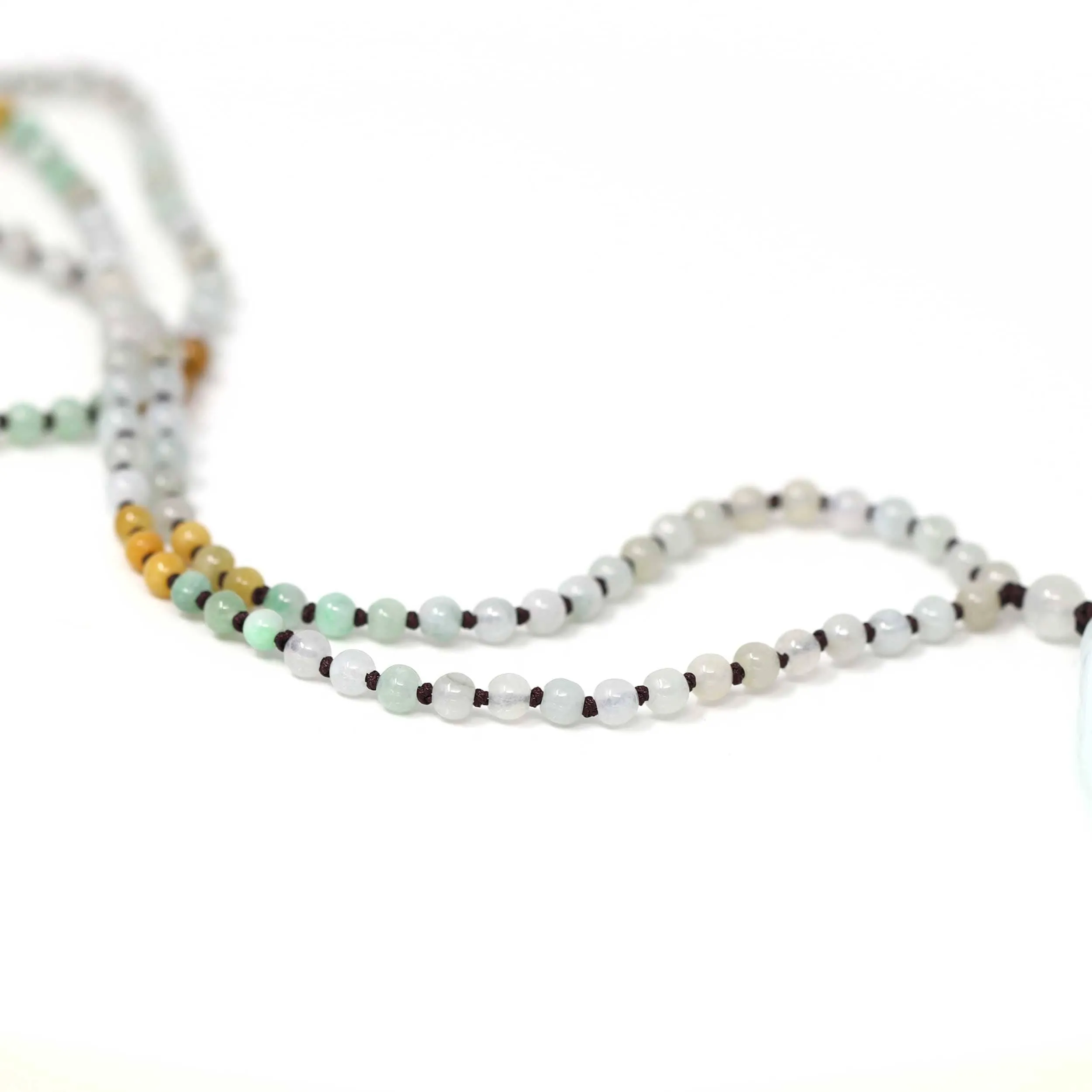 Genuine Light Lavender Jadeite Jade Good Luck Bamboo Pendant Necklace With Real Jadeite Bead Necklace