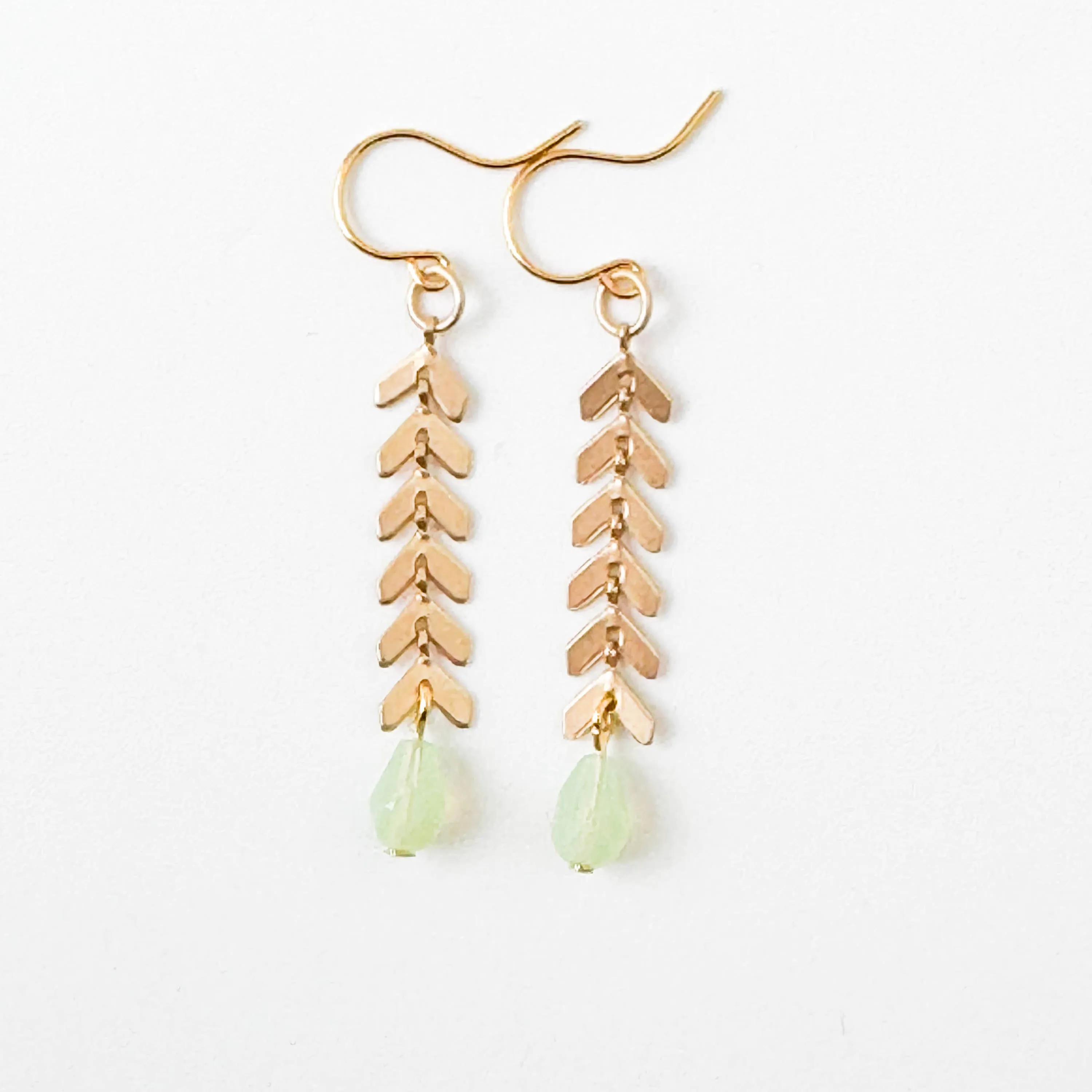Gold Chevron Earrings With Pastel Beads