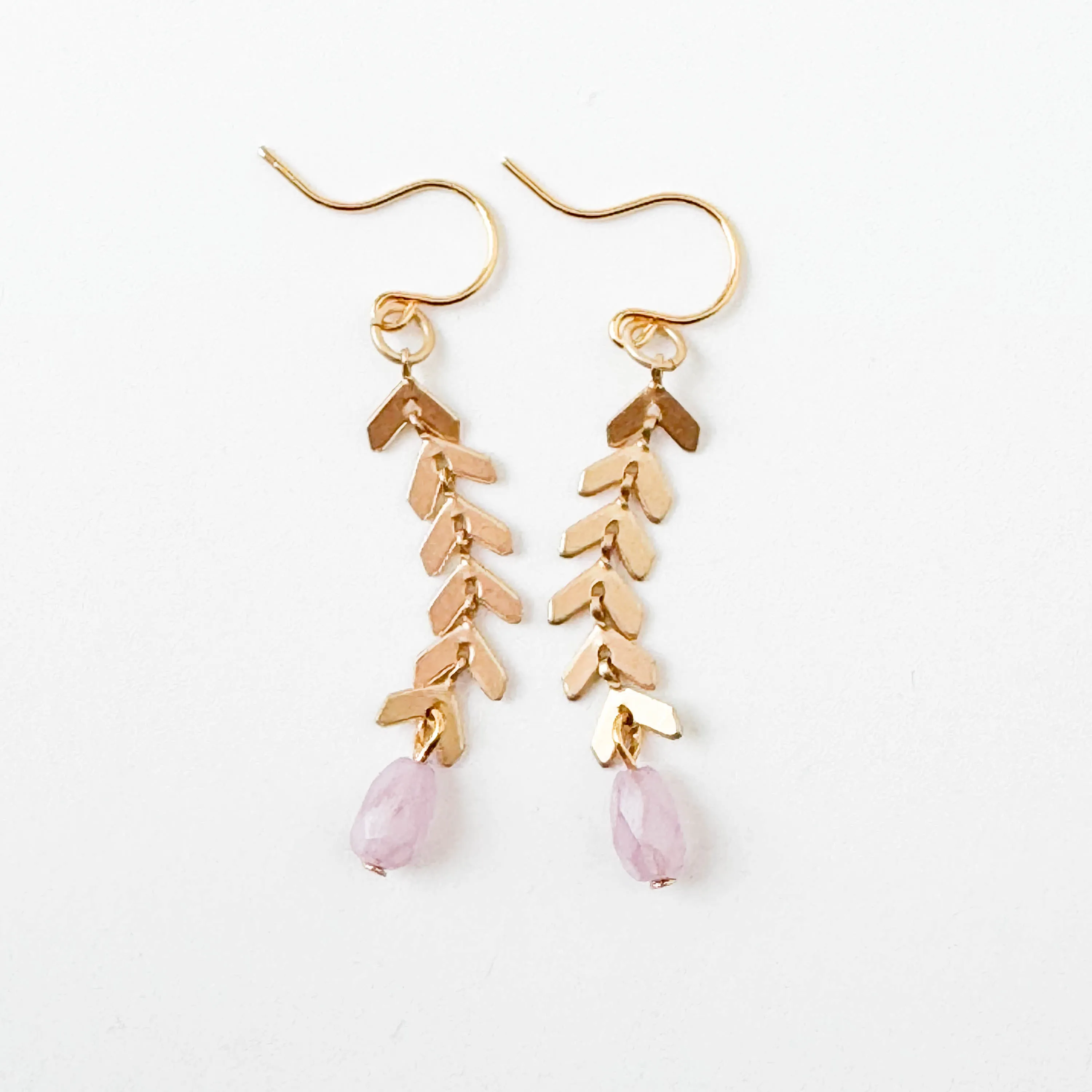 Gold Chevron Earrings With Pastel Beads