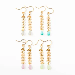 Gold Chevron Earrings With Pastel Beads