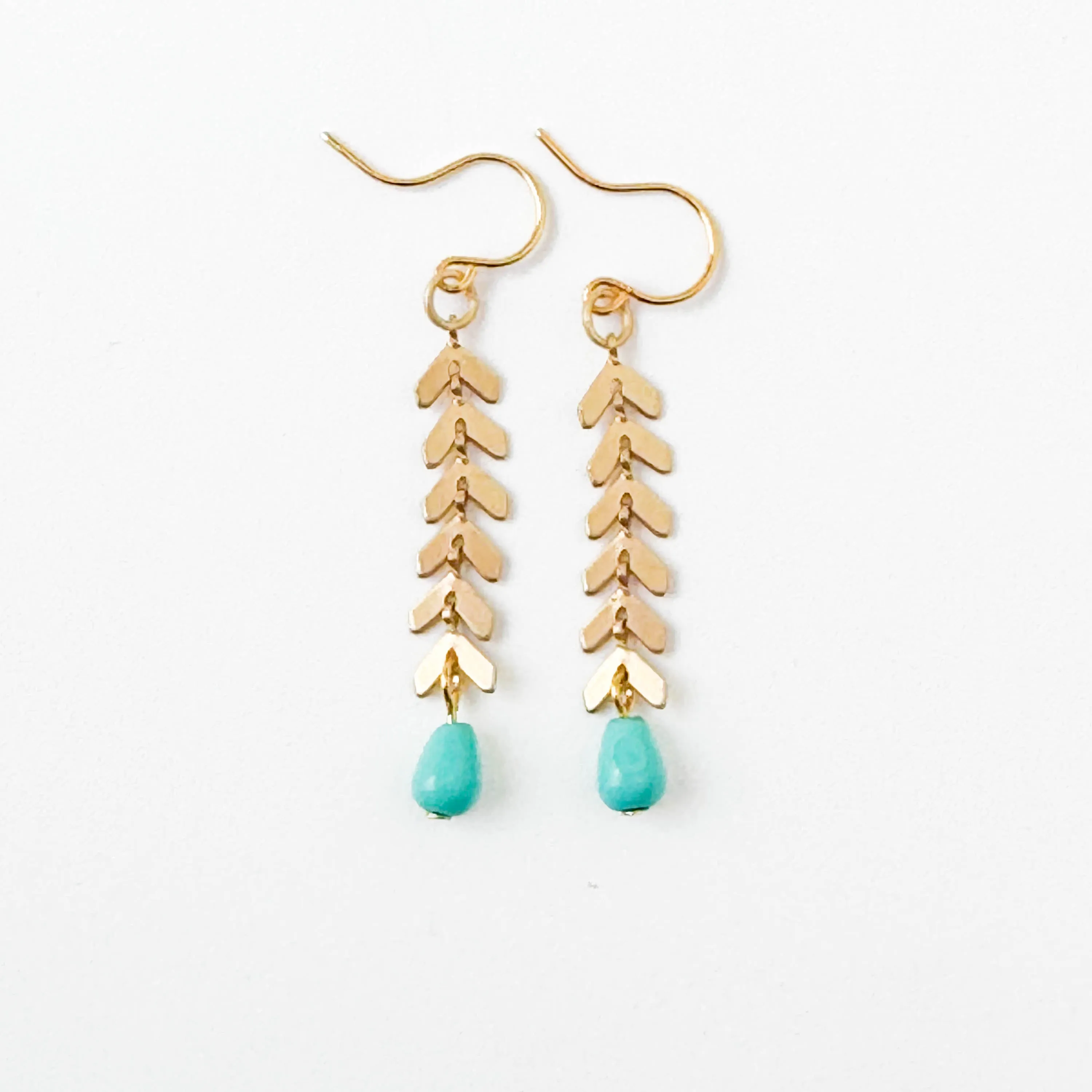 Gold Chevron Earrings With Pastel Beads