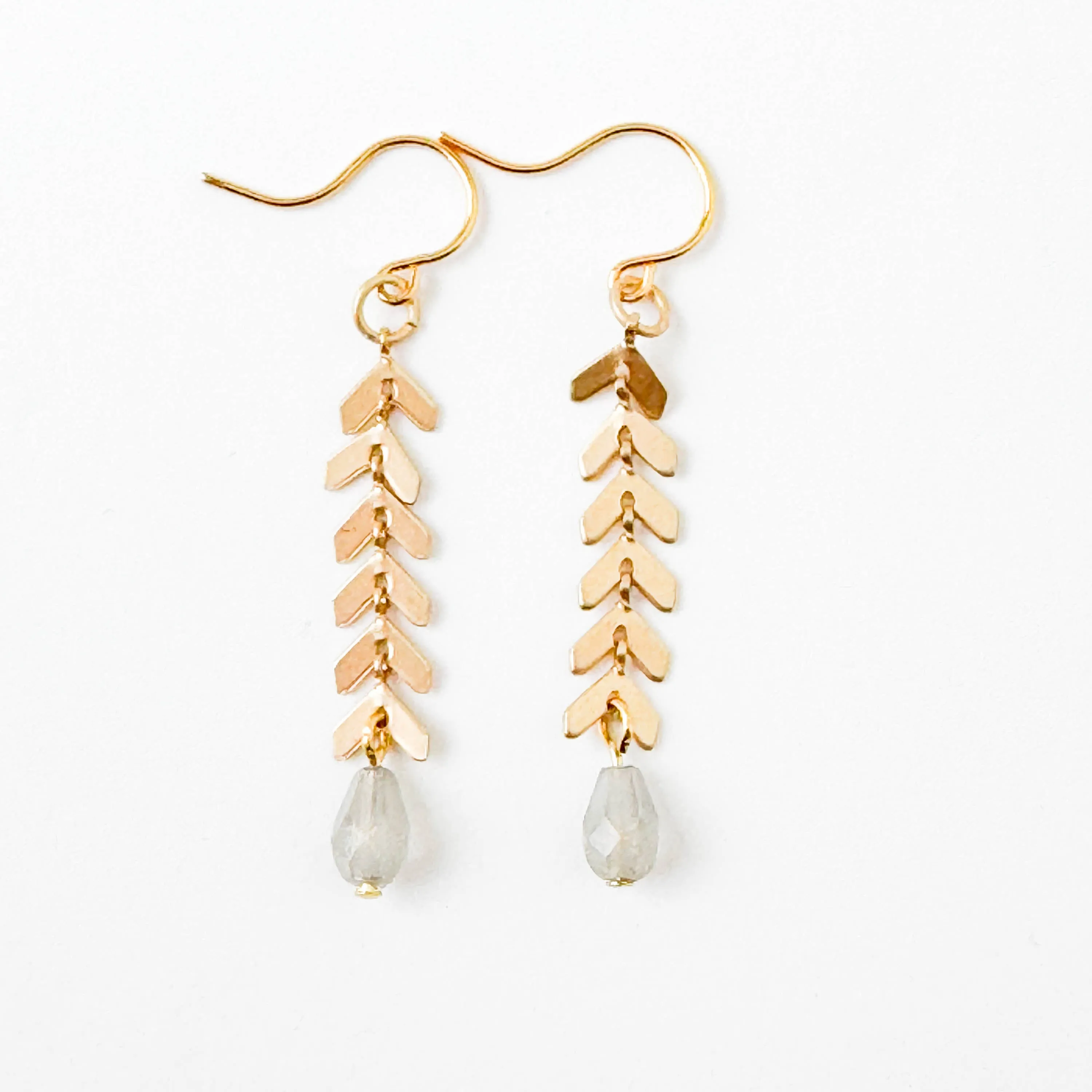 Gold Chevron Earrings With Pastel Beads