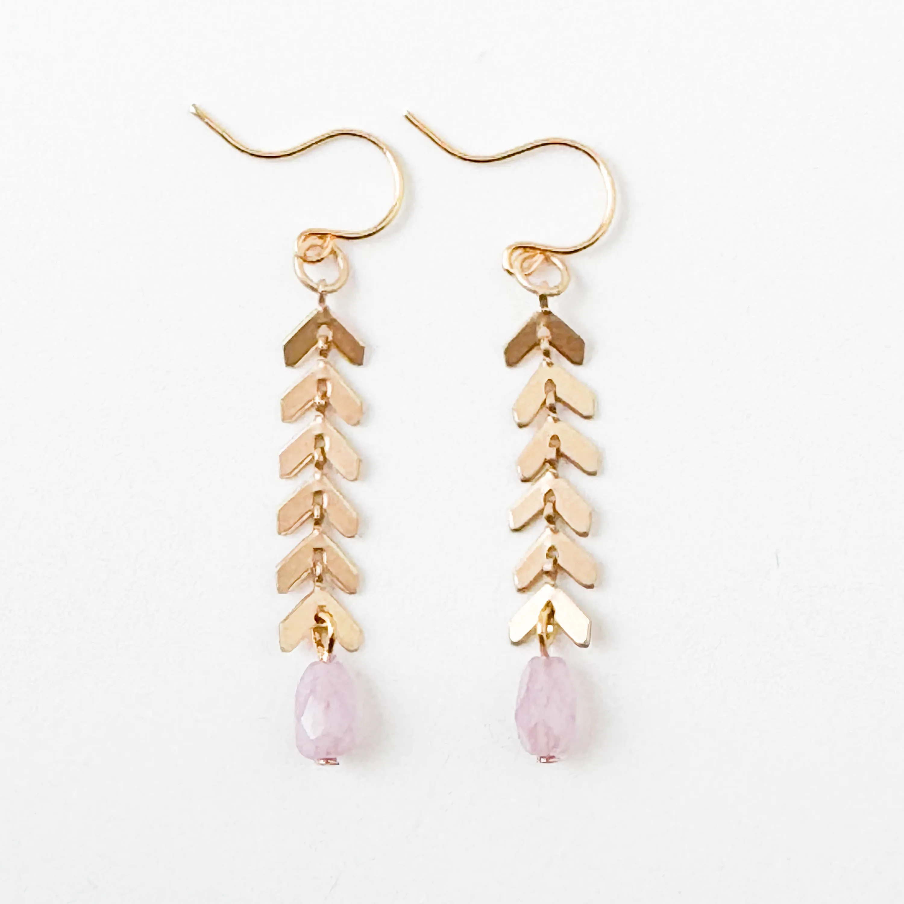 Gold Chevron Earrings With Pastel Beads