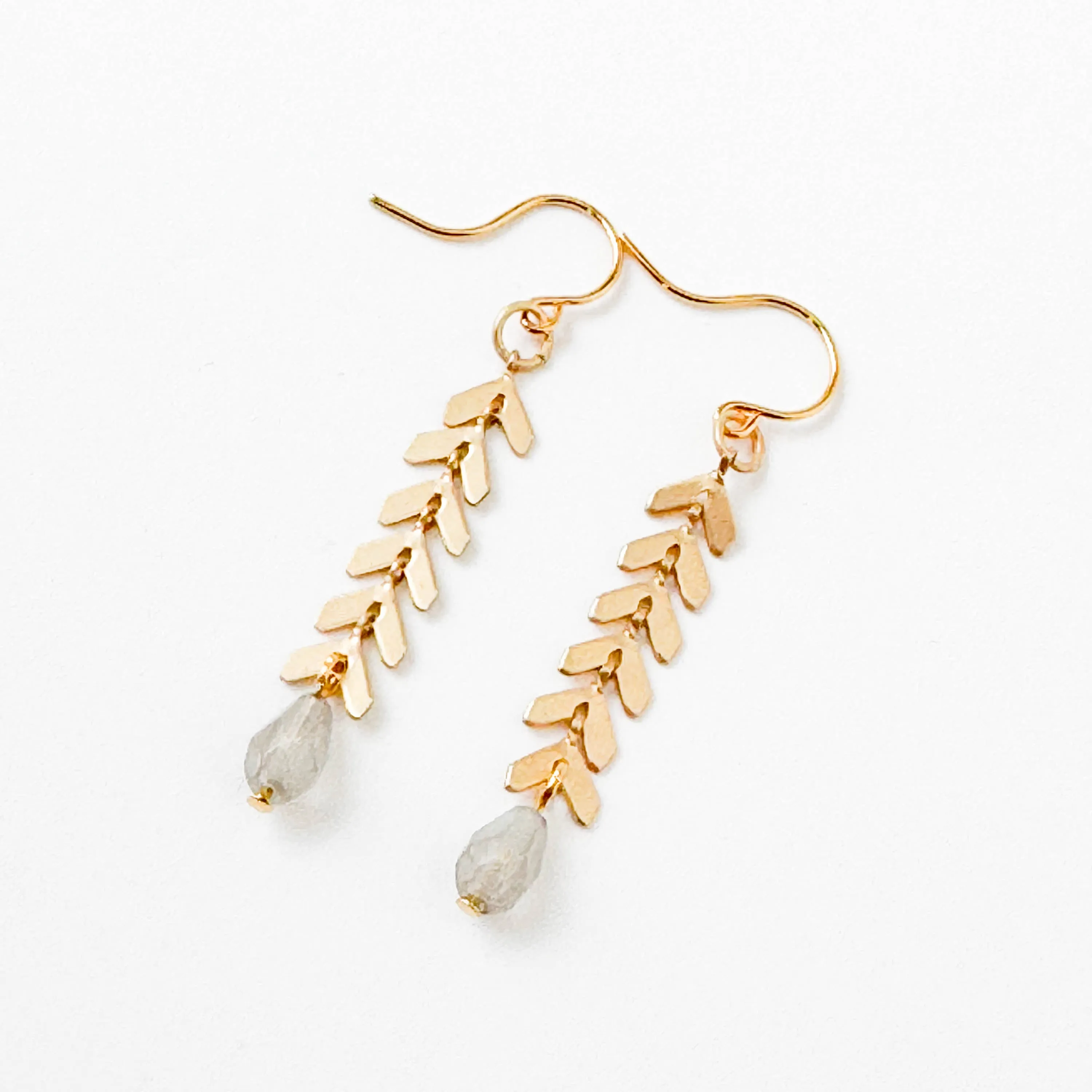 Gold Chevron Earrings With Pastel Beads