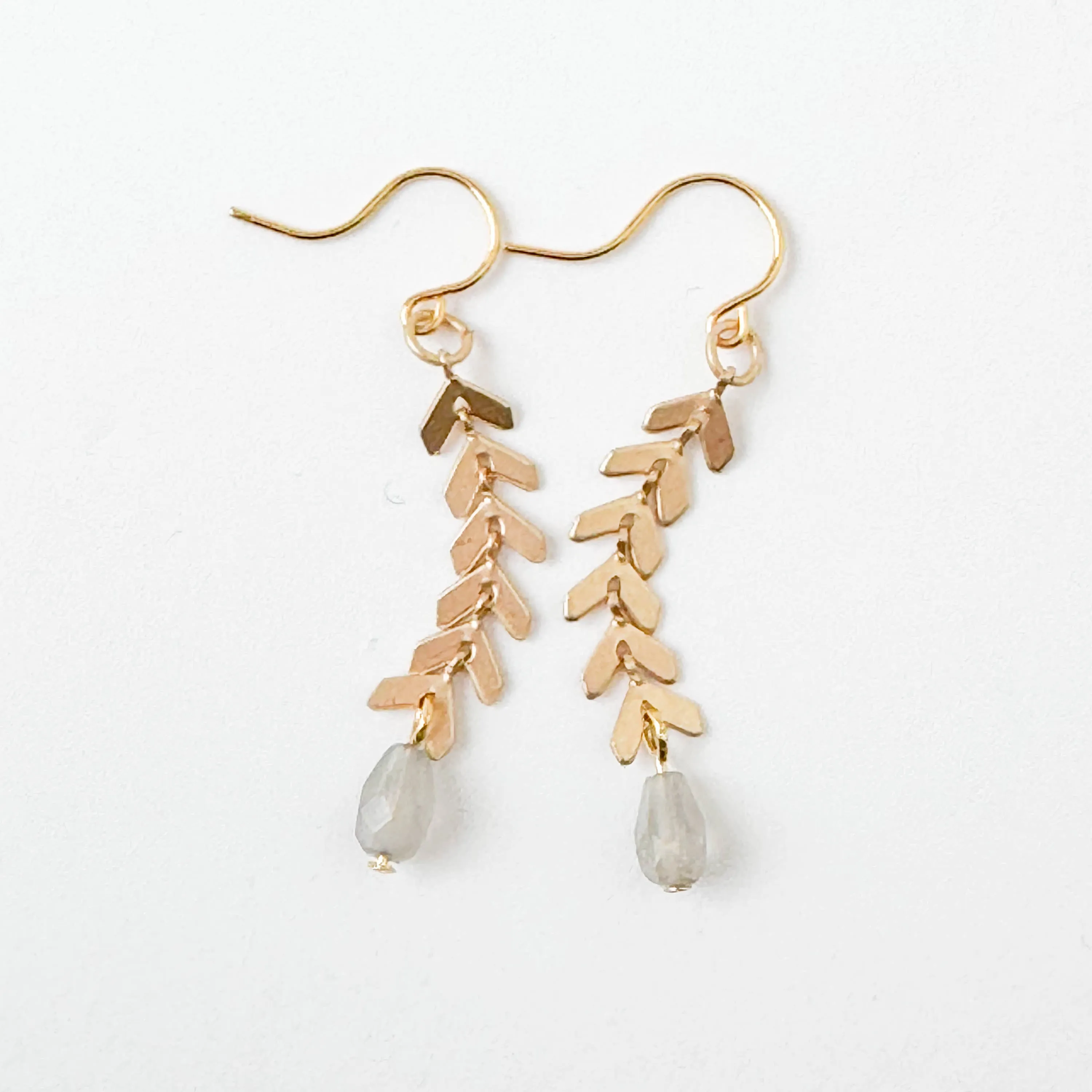 Gold Chevron Earrings With Pastel Beads