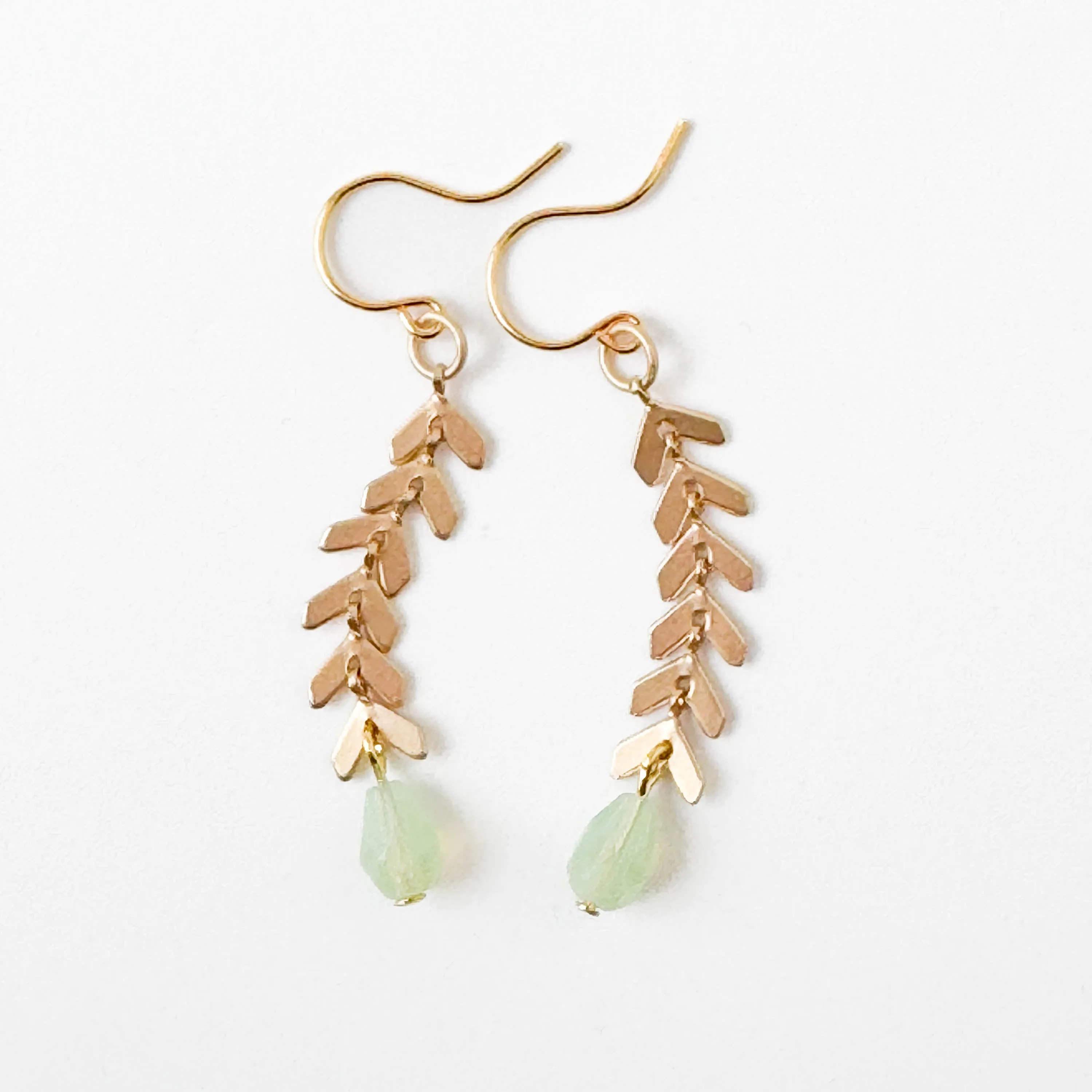 Gold Chevron Earrings With Pastel Beads