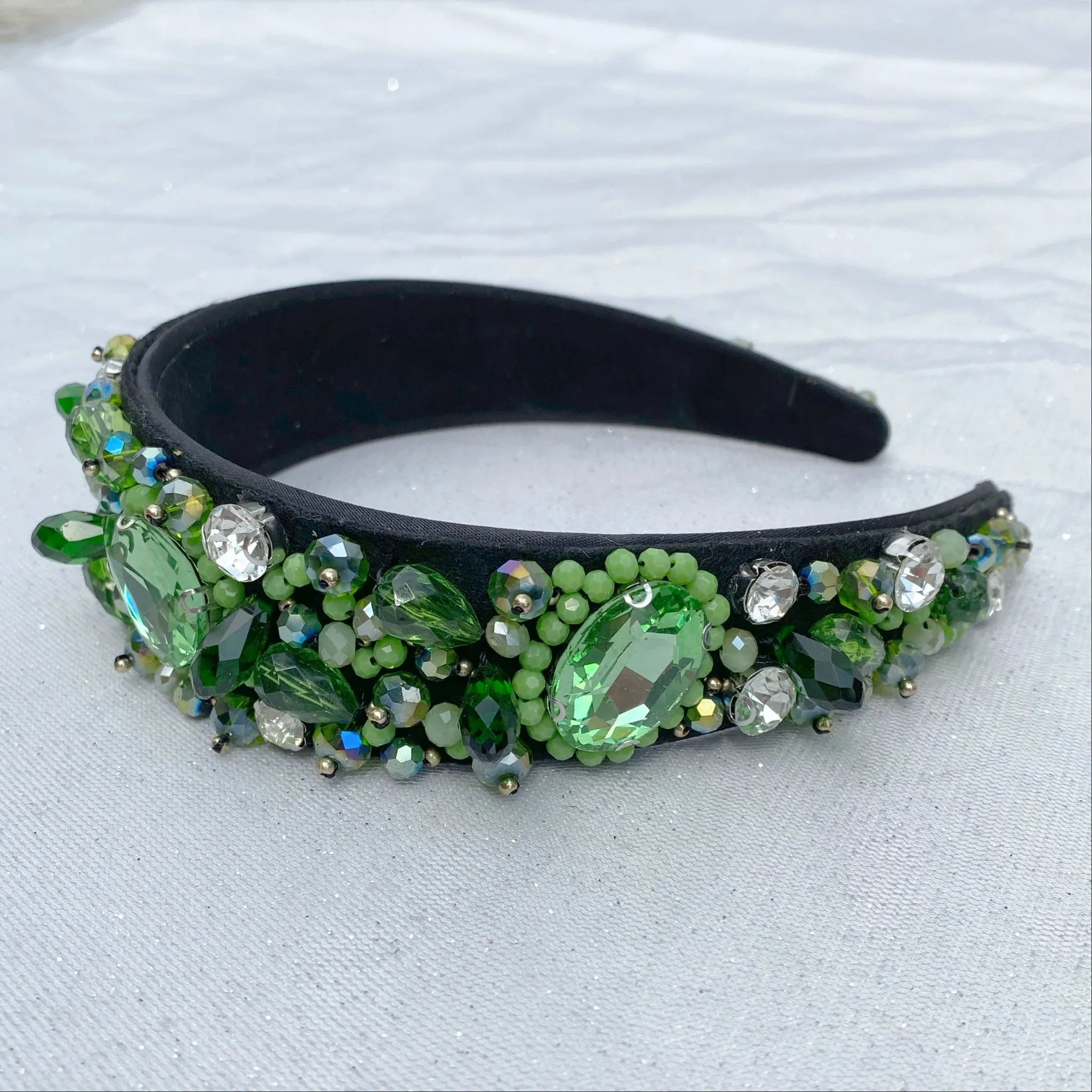 Green Headband Jewelled Headband with Crystal
